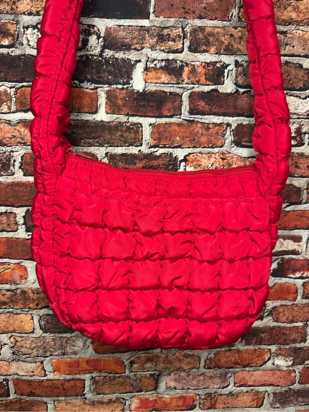 Red Quilted Shoulder Bag - Women